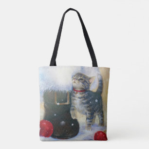 Tote Bag Kitten à Père Noël Boot