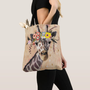 Tote Bag Klimt Giraffe   Couronne De Fleurs