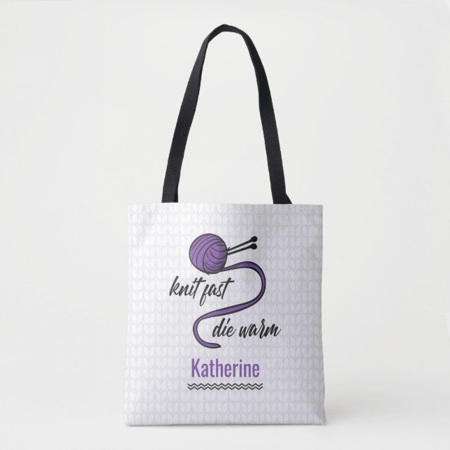Tote Bag Knit Violet Rapide, Mourir Chaud (Devant)