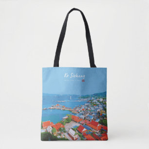Tote Bag Ko Sichang, Thaïlande - Vue animée du port