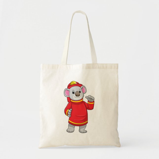Tote Bag Koala as Firefighter with Helmet (Devant)