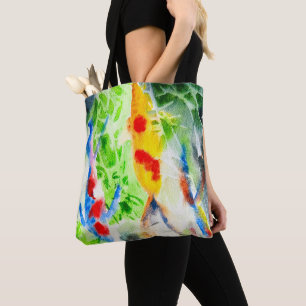Tote Bag Koi poisson coloré aquarelle art