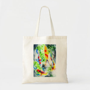 Tote Bag Koi poisson coloré aquarelle art
