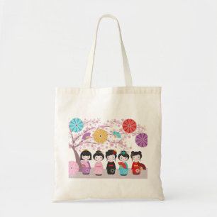 Tote Bag Kokeshi Dolls