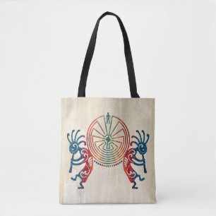 Tote Bag KOKOPELLI / L'HOMME DANS LE MAZE couleur + vos id