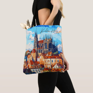 Tote Bag Kutna Hora Tchèque Art Vintage Illustration de voy
