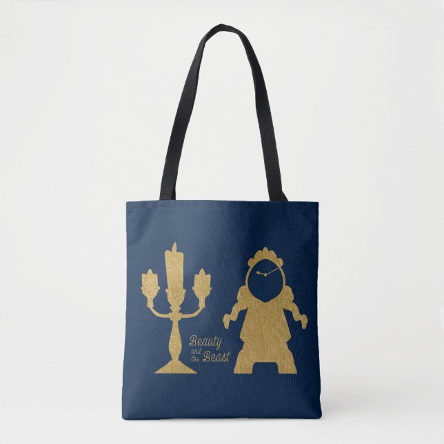 Tote Bag La Beauté Et La Bête| Lumière et Cogsworth (Devant)