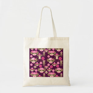 Tote Bag La chaussette rose Girly mignonne Monkeys des