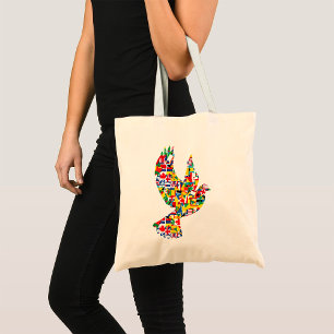 Tote Bag La colombe de la paix mondiale faite de drapeaux i