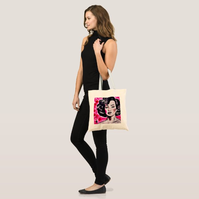 Tote Bag La Dame de Glam rétro des années 60 (Devant (modèle))