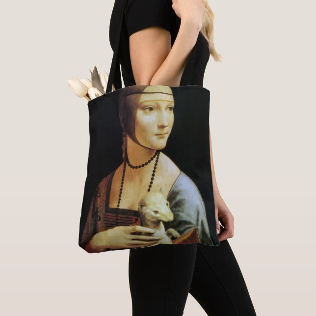 Tote Bag La Dame de Léonard de Vinci avec une mine (De près)