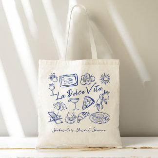 Tote Bag La dolce vita bleu faveurs de shower de mariage it