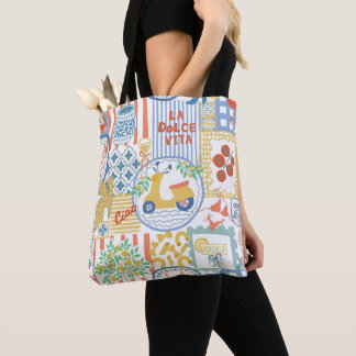 Tote Bag La Dolce Vita Italian Summer Lemons Mediterranean 