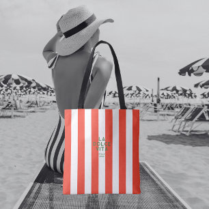 Tote Bag La Dolce Vita Italie Destinations Red Cabana Strip