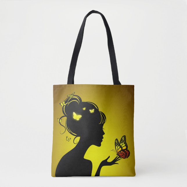 Tote Bag La femme papillons jaunes (Devant)