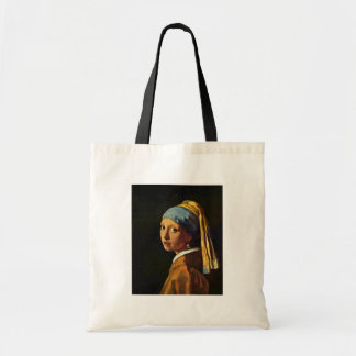 Tote Bag La fille avec une boucle d'oreille de perle., par