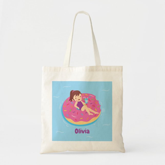 Tote Bag La fille sur l'arc-en-ciel arrose le flotteur (Devant)