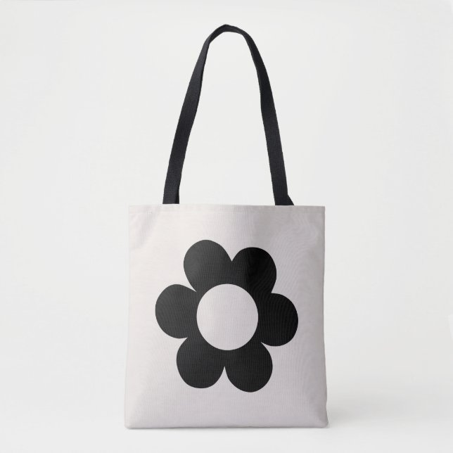 Tote Bag La Fleur 03 Retro Floral Black And White Flower (Devant)