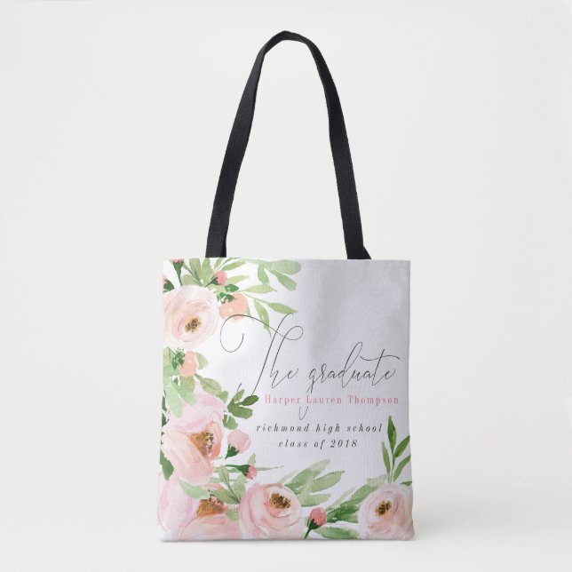 TOTE BAG LA FLORALE DE COULEUR D'EAU BLEUE GRADUÉE (Devant)