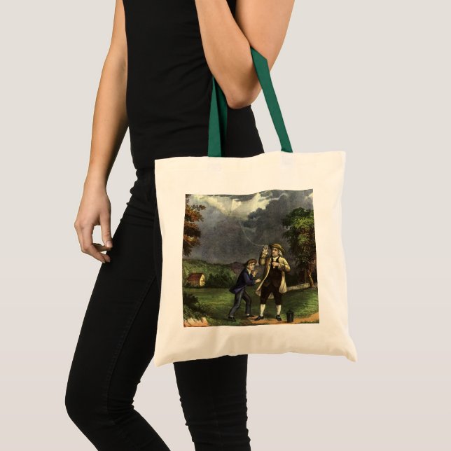 Tote Bag La foudre et l'expérience de cerf-volant de Benjam (Devant (produit))