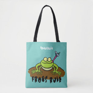 Tote Bag La grenouille règle drôle dessin de grenouille ver