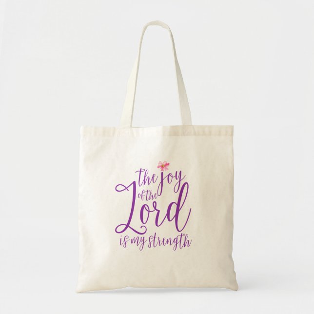 Tote Bag La Joie du Seigneur Écriture pourpre (Devant)