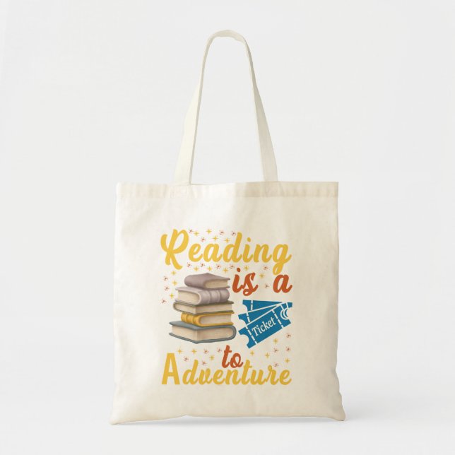 Tote Bag La Lecture Du Livre Est Un Billet À Aventure (Devant)