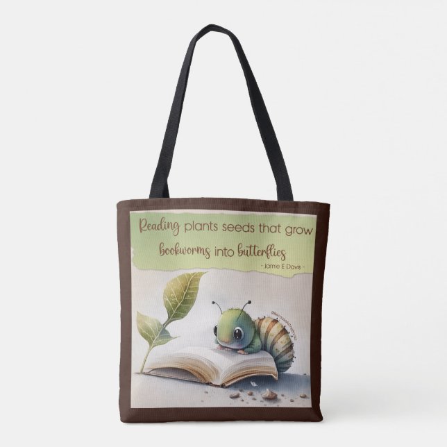 Tote Bag La Lecture Transforme Les Vers De Livres En Papill (Dos)
