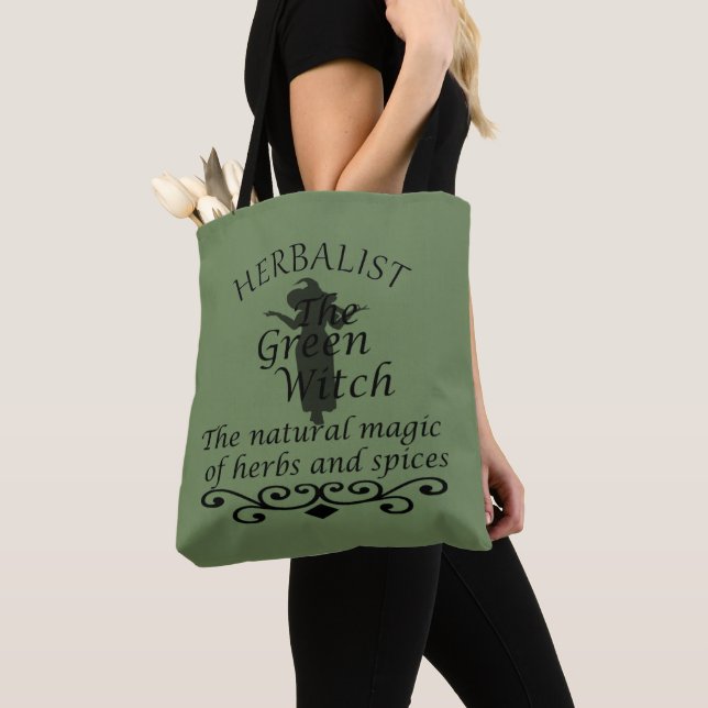 Tote Bag La magie de la sorcière verte herbaliste médecine  (De près)