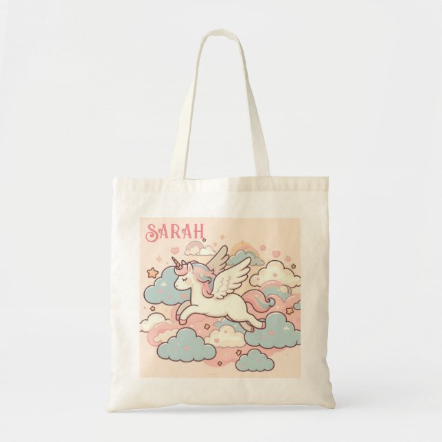 Tote Bag La magie des licornes (Personnaliser avec nom) (Devant)