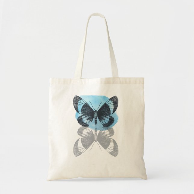 Tote Bag La magie des papillons bleus. (Devant)