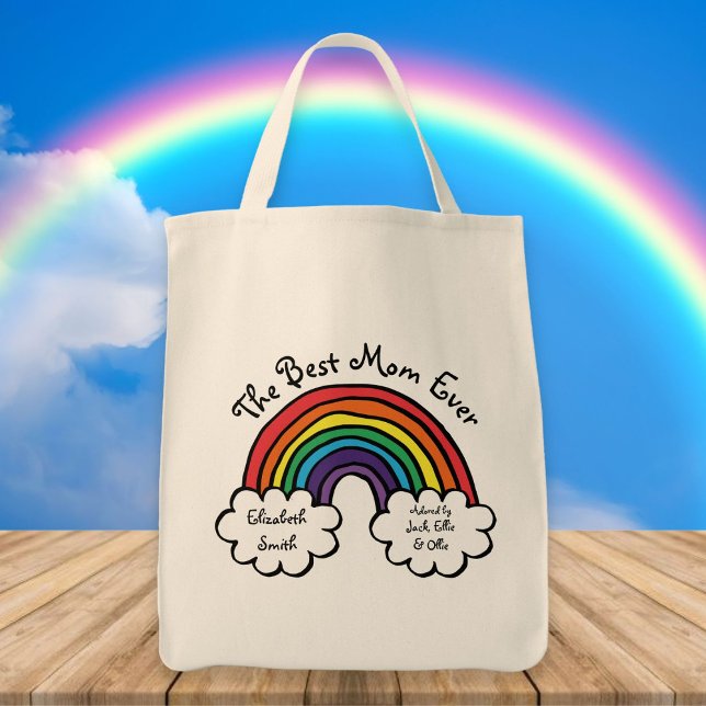 Tote Bag La meilleure maman jamais arc-en-ciel (Créateur téléchargé)