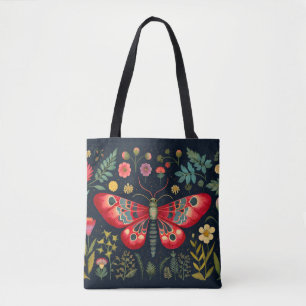 Tote Bag La Mousse Rouge Dans Le Jardin De Nuit