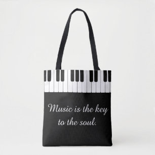 Tote Bag La musique est la clé au piano Fourre-tout d'âme