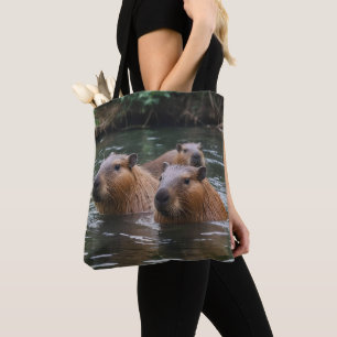 Tote Bag La Nage Des Capybaras Dans La Rivière,