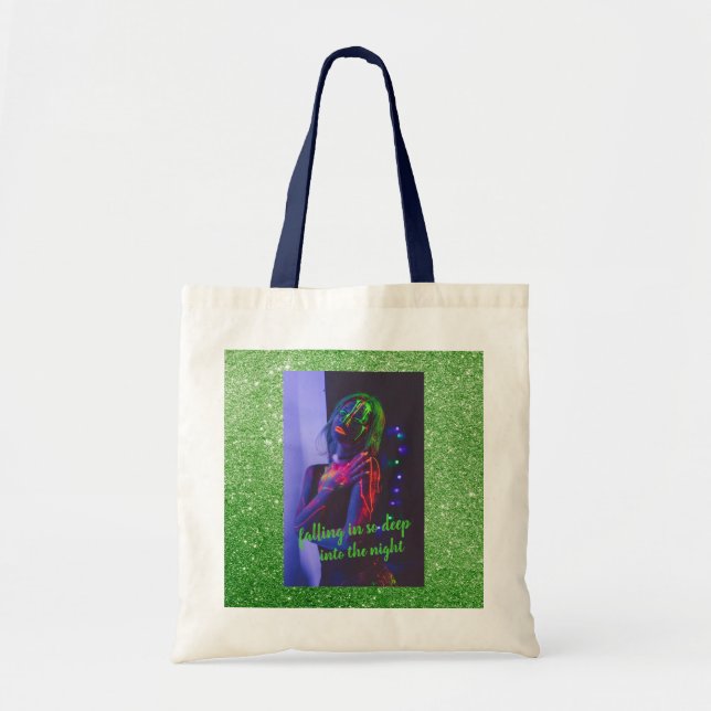 Tote Bag La Parties scintillant aux Faux vertes de la nuit (Devant)