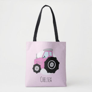 Tote Bag La petite fille, un acteur de fermier rose avec un