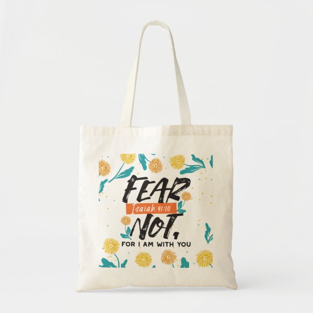 Tote Bag La Peur Pas Isaïe Bible Verse Conception Inspirant (Devant)