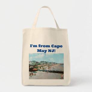 Tote Bag La plage, Cape May NJ, Vintage