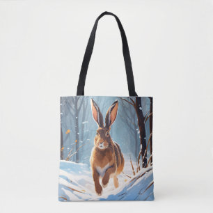 Tote Bag La Révélation De La Neige : La Course Du Lièvre