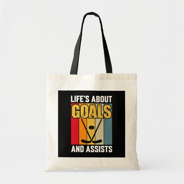Tote Bag La vie au sujet des objectifs et aide le hockey (Devant)