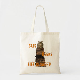 Tote Bag La vie de livres de chats est douce - orange/brun