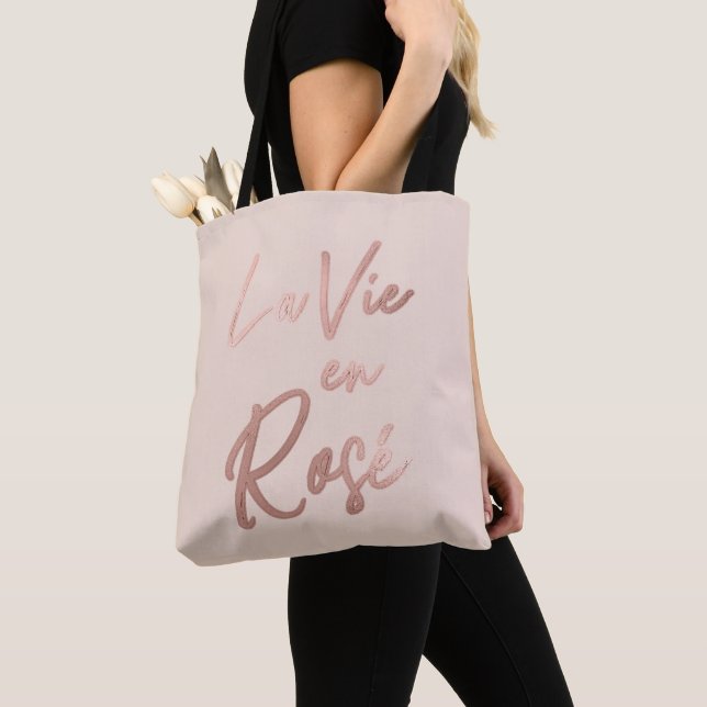 Tote Bag La Vie en rose French Quota Rose Gold Pink (De près)