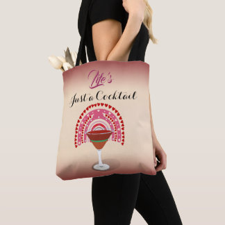 Tote Bag La vie est juste un cocktail Coeurs arc-en-ciel