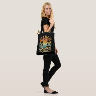 Tote Bag La vie est meilleure à la plage vacances d'été rét
