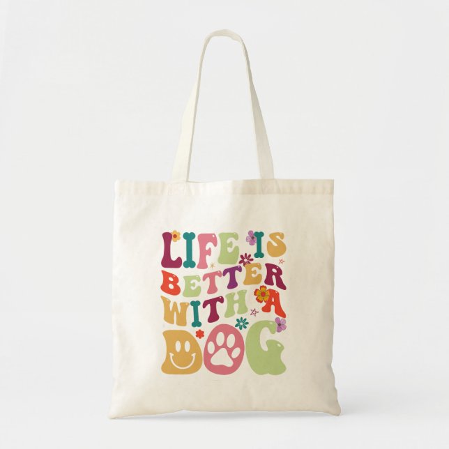 Tote Bag La vie est meilleure avec la typographie super rét (Devant)