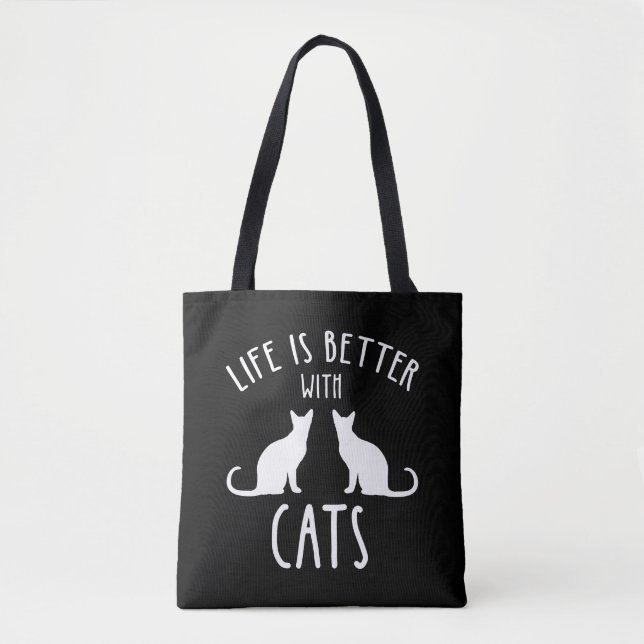 Tote Bag La Vie Est Meilleure Avec Les Chats (Devant)