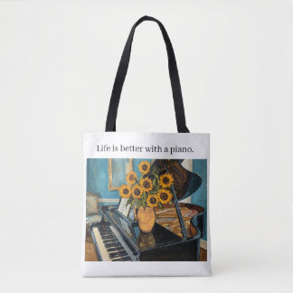 Tote Bag La vie est meilleure avec un piano - superbe toteb