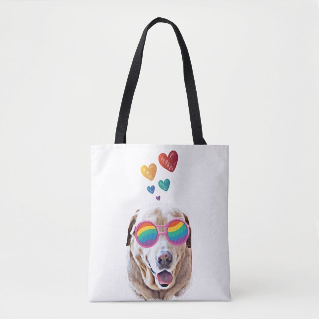 Tote Bag Labrador Chien avec Coeurs Saint-Valentin (Devant)
