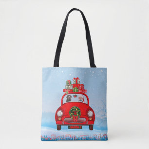 Tote Bag Labrador Chien En Voiture Avec Le Père Noël